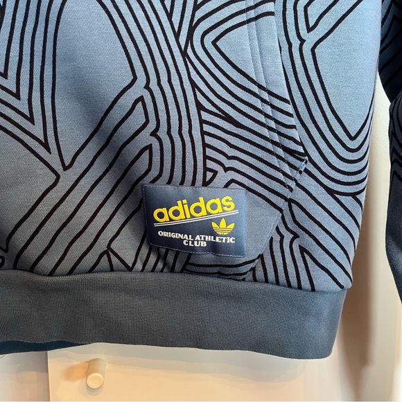 Adidas Originals Blue Athletic Club Allover Print Hoodie - Picture 4 of 5